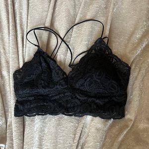 PINK black lace bralette